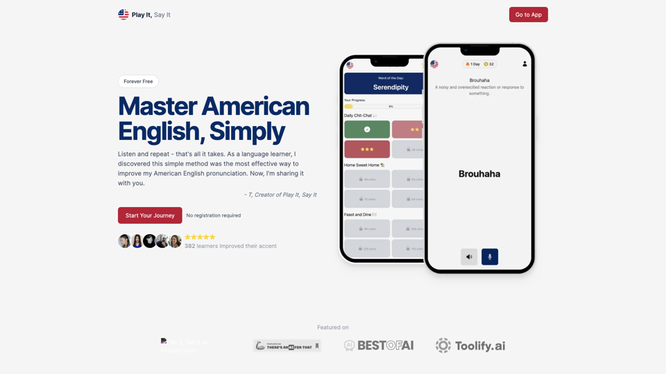 Play It, Say It - Master American English Pronunciation with AI-Powered Practice