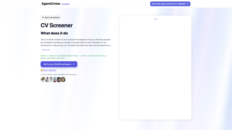 CV-Screener | MindPal