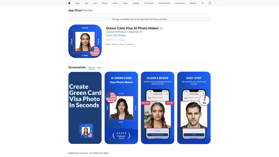 Green Card Visa AI Foto-Ersteller im App&nbsp;Store