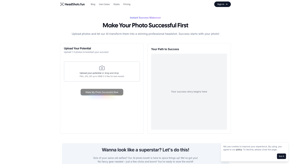 Make Your Photo Successful First | HeadShots.fun Generator