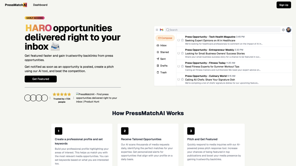 PressMatchAI - Find press opportunities delivered right to your inbox