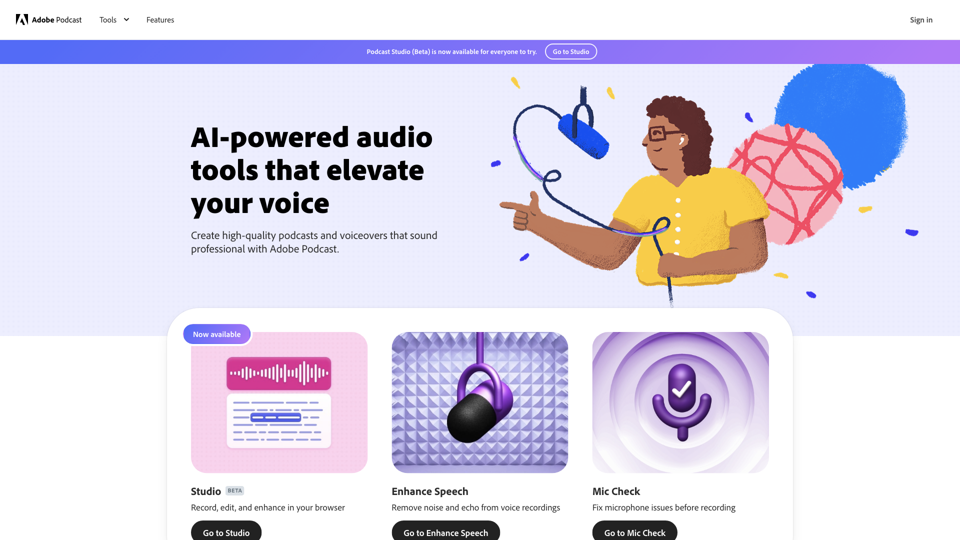 Adobe Podcast | Grabación y edición de audio con IA, todo en la web