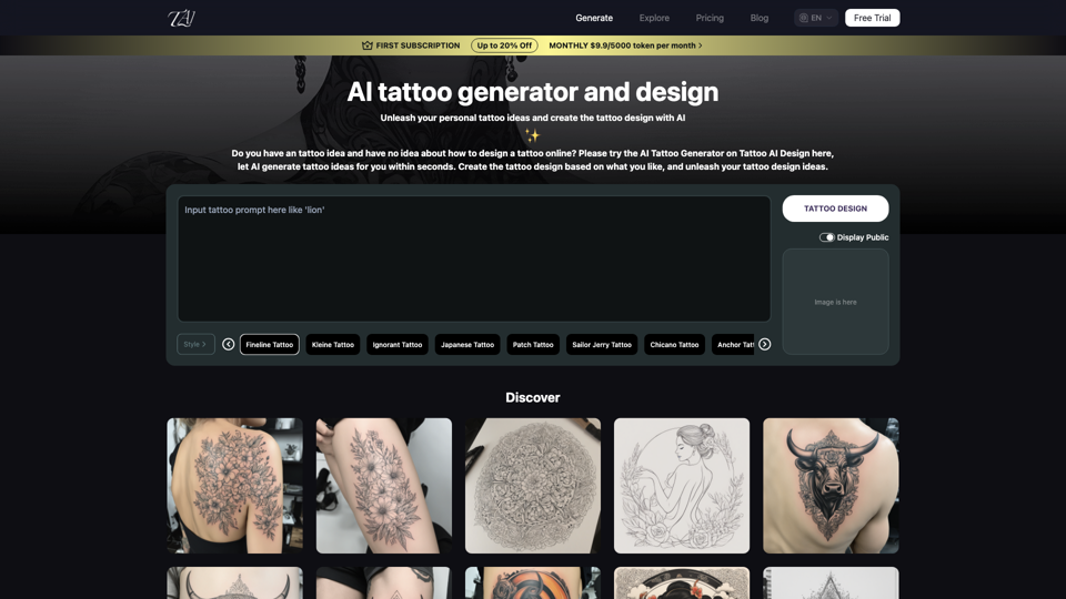 Генератор татуировок на основе ИИ | tattooai.design