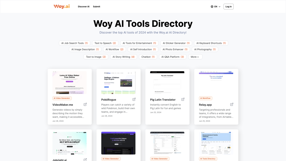 Woy AI Directory: List of the Best &amp; Latest AI Tools in 2024