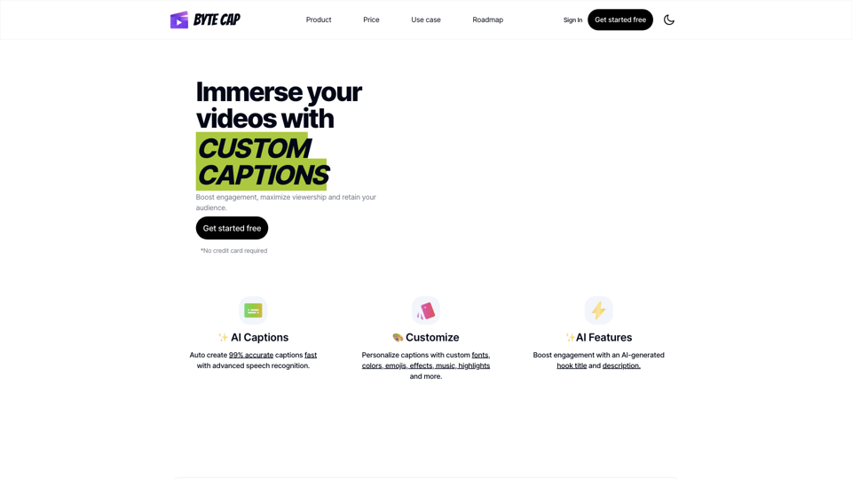 Bytecap - Immerse your videos with custom AI captions