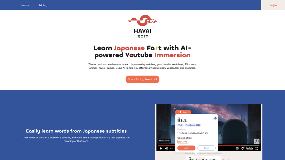 Hayai Learn - Learn Japanese Fast