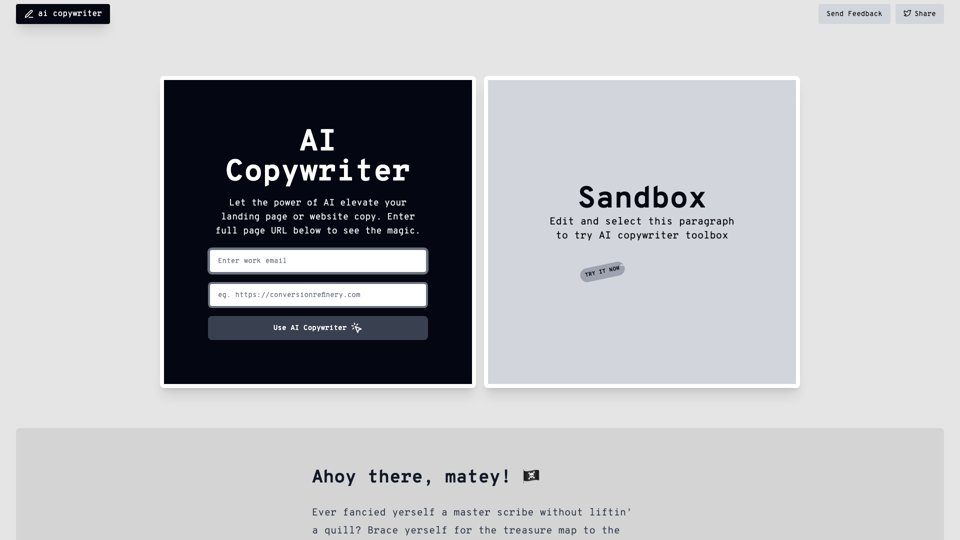 AI website &amp; Landing Page Copywriter