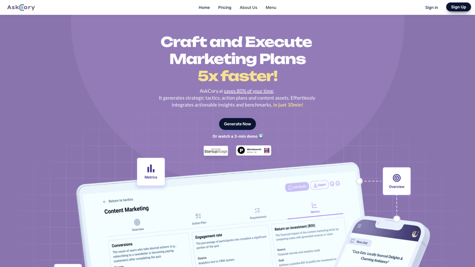 AskCory - Estratégia e Táticas de Marketing

AskCory é uma plataforma que oferece orientação e soluções personalizadas para empresas e profissionais que buscam aprimorar suas estratégias e táticas de marketing. Com foco em resultados tangíveis, a AskCory oferece uma ampla gama de serviços, incluindo consultoria, análise de mercado, criação de campanhas e monitoramento de desempenho.

Estratégia de Marketing

A estratégia de marketing é o plano de ação que define como uma empresa atingirá seus objetivos de marketing. Ela envolve a identificação dos segmentos de mercado-alvo, a definição da oferta de valor da empresa e a construção de uma ponte entre esses dois elementos. A AskCory ajuda as empresas a desenvolver estratégias de marketing eficazes, levando em conta as necessidades e preferências dos clientes, as tendências do mercado e as capacidades competitivas da empresa.

Táticas de Marketing

As táticas de marketing são as ações específicas implementadas para executar a estratégia de marketing. Elas incluem a criação de materiais promocionais, a escolha dos canais de comunicação, a definição dos preços e a organização de eventos. A AskCory oferece suporte a empresas na concepção e execução de táticas de marketing eficazes, garantindo que elas sejam coerentes com a estratégia geral e que maximizem o impacto no mercado.

Serviços oferecidos por AskCory

1. Consultoria em Marketing: A AskCory oferece consultoria personalizada para ajudar as empresas a identificar oportunidades de crescimento e a desenvolver estratégias de marketing que sejam eficazes e sustentáveis.

2. Análise de Mercado: A plataforma realiza análises detalhadas do mercado, identificando tendências, oportunidades e ameaças que podem influenciar o desempenho das empresas.

3. Criação de Campanhas: A AskCory ajuda as empresas a criar campanhas de marketing impactantes e eficazes, utilizando técnicas de design, copywriting e storytelling para envolver e motivar os clientes.

4. Monitoramento de Desempenho: A plataforma oferece ferramentas e serviços para monitorar o desempenho das estratégias e táticas de marketing, permitindo que as empresas ajustem suas ações conforme necessário e maximizem seus resultados.

Em resumo, a AskCory é uma plataforma completa que oferece suporte a empresas e profissionais na concepção, implementação e monitoramento de estratégias e táticas de marketing. Com foco em resultados tangíveis e na satisfação dos clientes, a AskCory é uma parceira valiosa para qualquer empresa que busca se destacar no mercado e alcançar o sucesso.