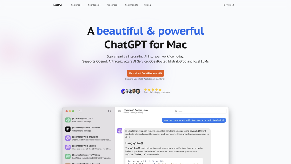 ChatGPT app for Mac | BoltAI