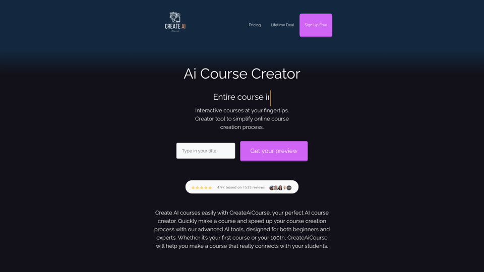 Ai Course Creator | Online Kursgenerator