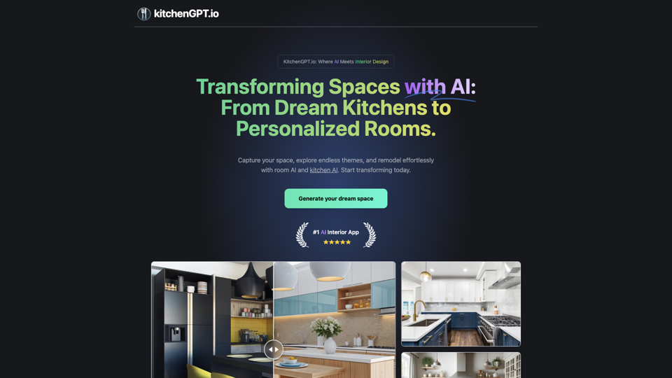 kitchenGPT | #1 AI Diseñador de Interiores. AI de Habitaciones, AI de Cocinas