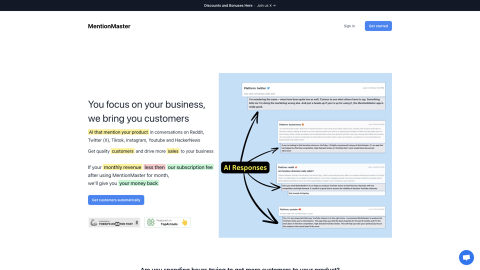 MentionMaster: Ai that mention your product in conversations.