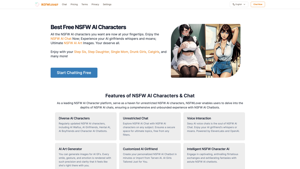 NSFWLover - Best FREE NSFW AI Characters, NSFW Character.AI