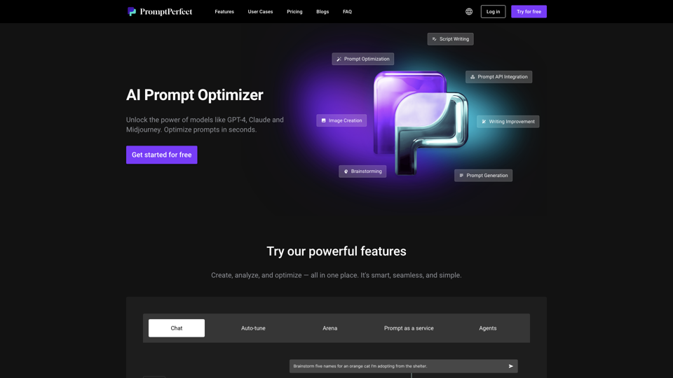 PromptPerfect - Gerador e Otimizador de Prompts para IA

PromptPerfect é uma ferramenta inovadora projetada para gerar e otimizar prompts para inteligência artificial, garantindo que suas interações com IA sejam o mais eficazes e eficientes possíveis. Com o PromptPerfect, você pode criar prompts personalizados que melhor atendem às suas necessidades específicas, seja para pesquisa, desenvolvimento de produtos ou simplesmente para explorar o vasto potencial das tecnologias de IA.

Funcionalidades Principais:

1. Gerador de Prompts Personalizados: Crie prompts específicos para suas tarefas, garantindo que a IA entenda exatamente o que você precisa.

2. Otimização de Prompts: Ajuste e refin