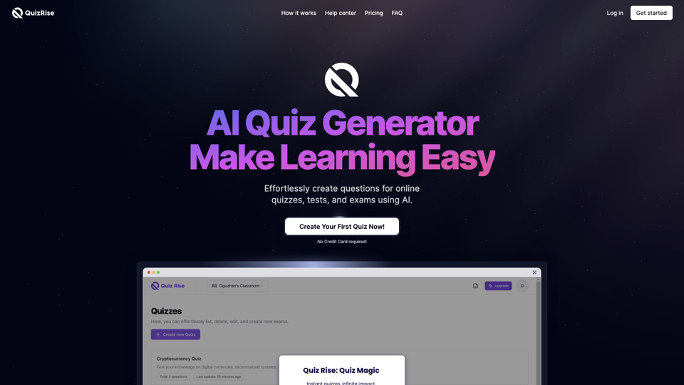 Generate &amp; Share Quizzes with AI | QuizRise.com