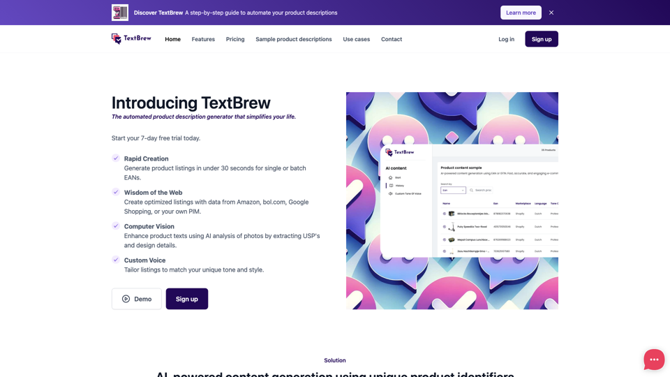 TextBrew: automated product description generator