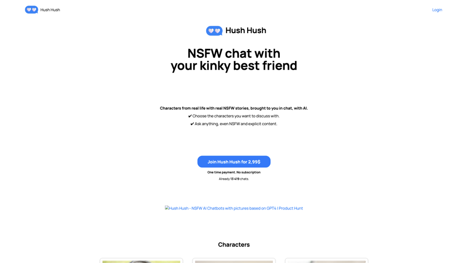 Hush Hush  : Real NSFW &amp; porn AI Chatbot