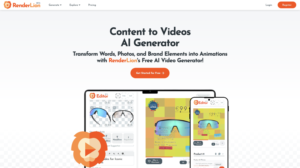 RenderLion - Free AI Video Generator