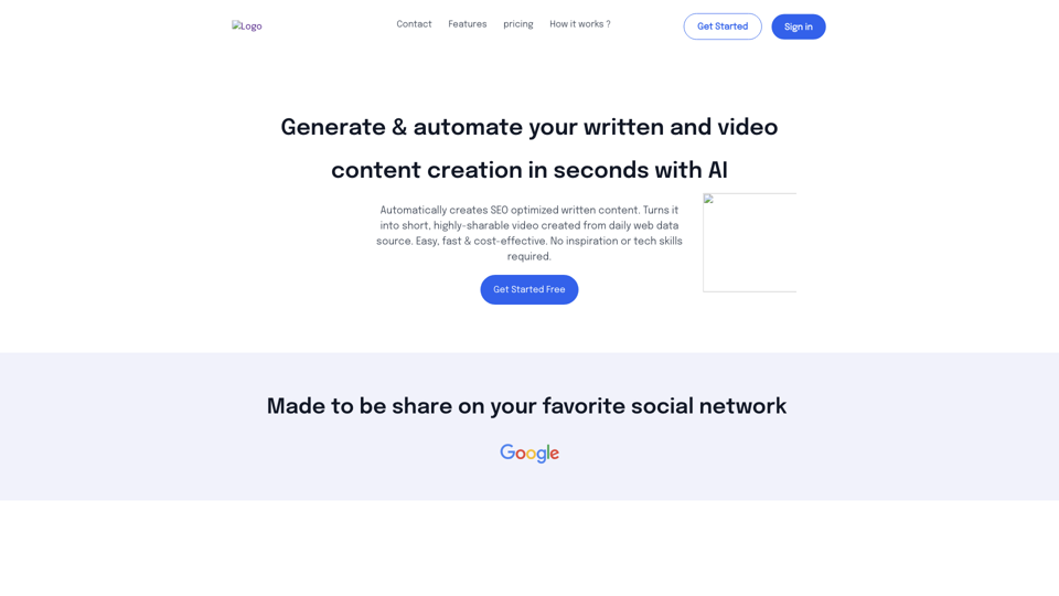 Generate &amp; automate your written and video content creation in a second with artificial intelligence