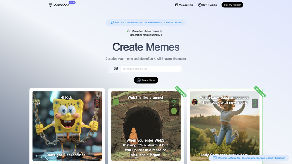 MemeZoo - Create memes. Get likes. Get paid!