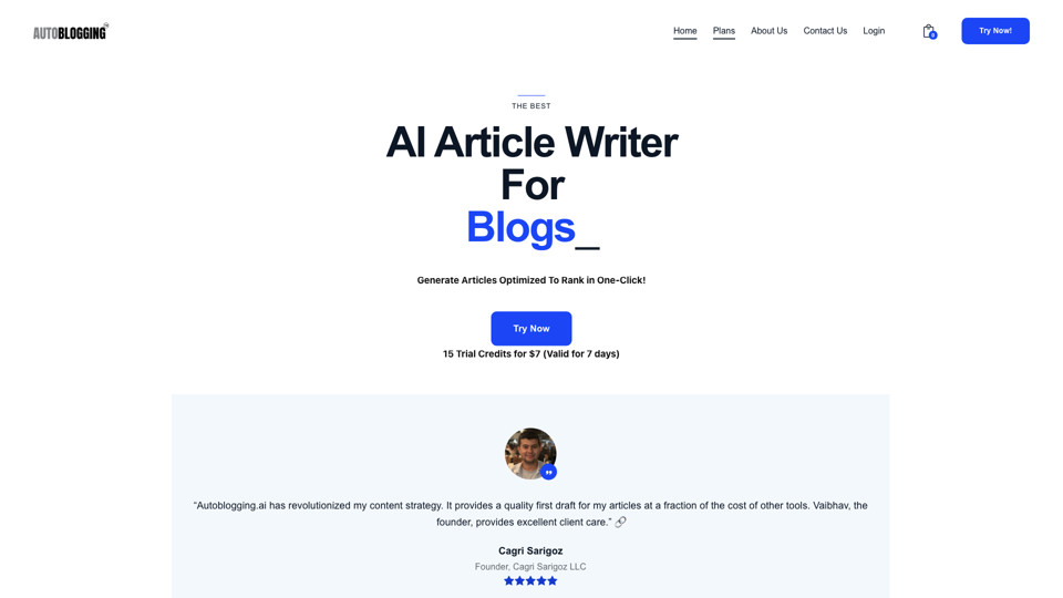 Generate Articles Optimized To Rank in One-Click! | Best AI Writer - Autoblogging.ai