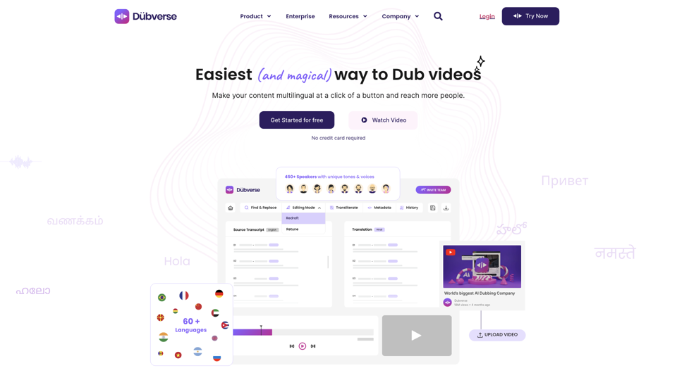 Doblaje de videos en línea con Dubverse.ai