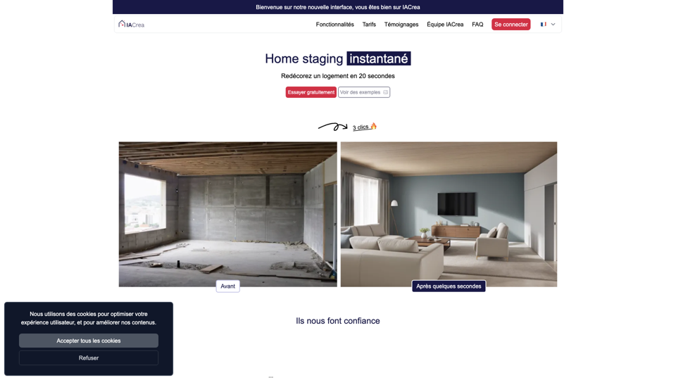 IACrea : Home staging intérieur et extérieur virtuel 30 secondes