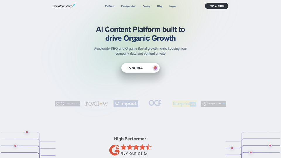 TheWordsmith.ai | Plateforme de Contenu IA Conçue pour Favoriser la Croissance Organique