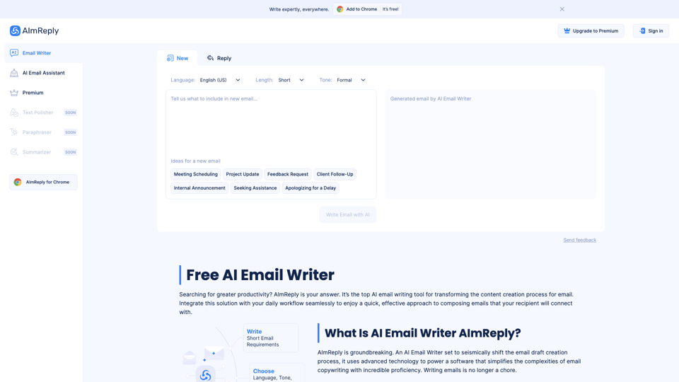 Gerador de E-mails com IA - AImReply