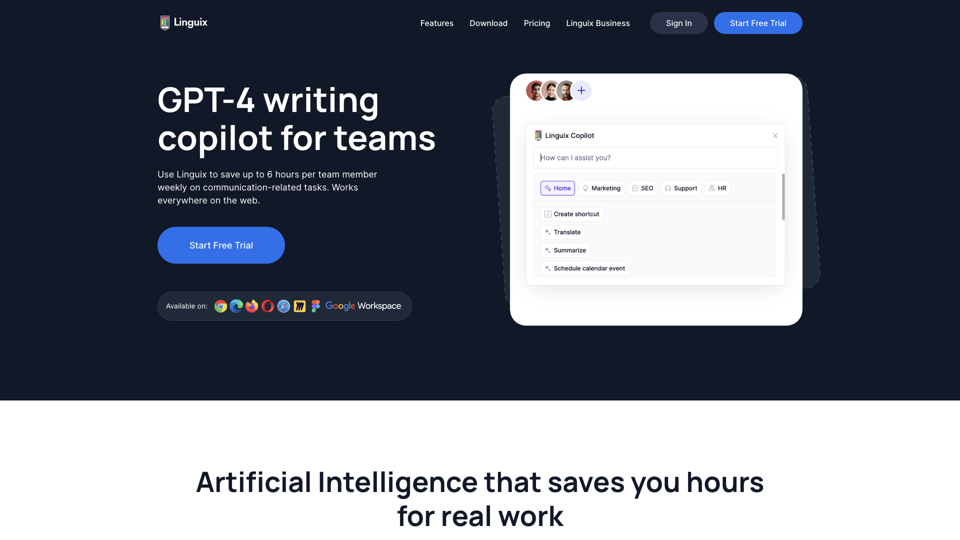 Linguix — GPT-4 writing &amp; productivity copilot for teams