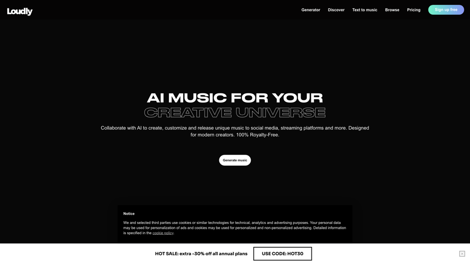 AI music for your creative universe | Loudly