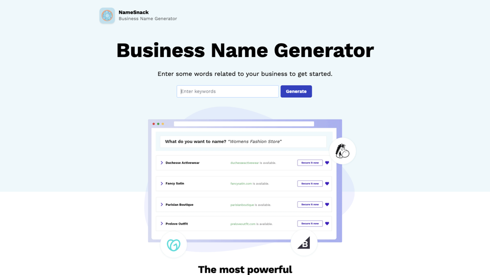 NameSnack - Gerador de Nomes para Negócios