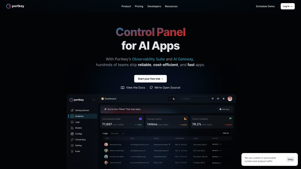 Portkey.ai - Control Panel for AI Apps