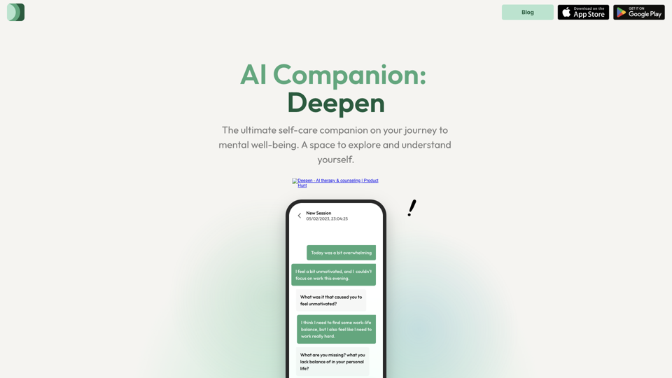 Deepen: AI Therapy &amp; Counseling