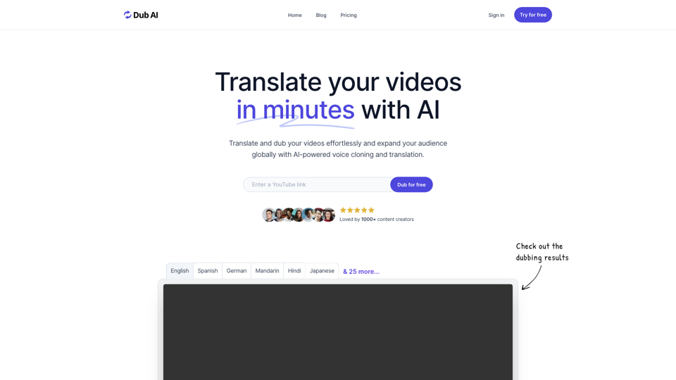 Dub AI - Localiza tus videos en minutos con IA