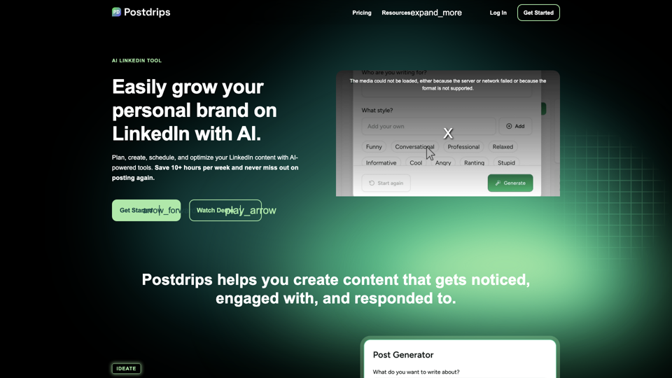 Postdrips: AI LinkedIn Tool | Easily Grow Your Personal Brand