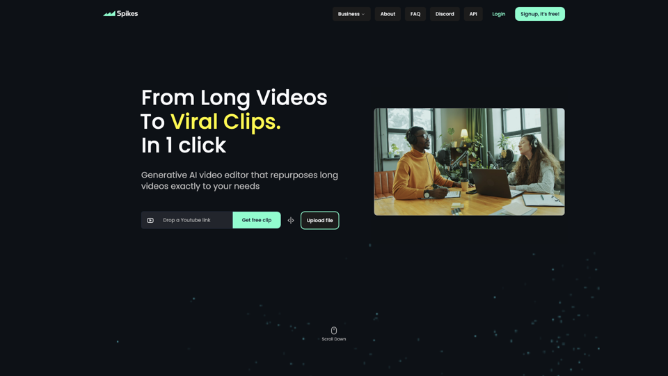 Spikes Studio | Generador de clips de IA para YouTube, Twitch, TikTok y Reels