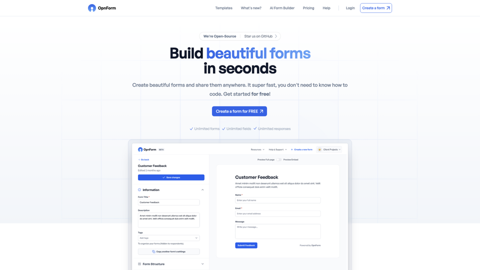 Beautiful forms &amp; Surveys - OpnForm