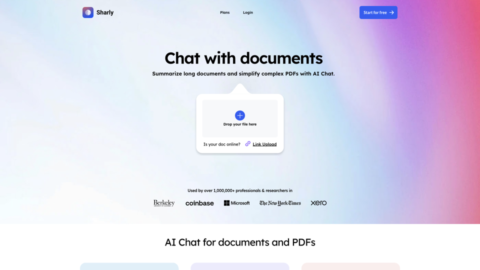 Sharly AI | Chat with any document and PDF