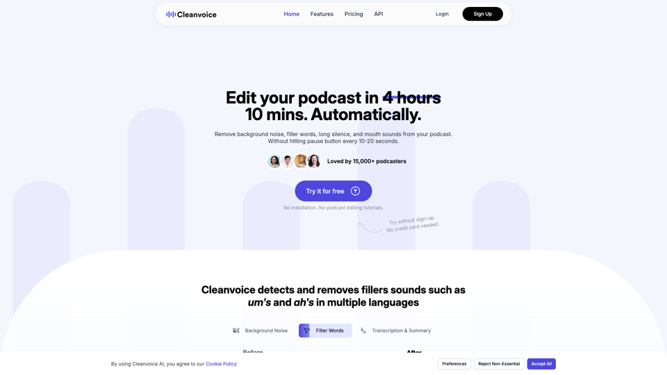 Cleanvoice AI | Editar Áudio e Vídeo de Podcast em 10 Minutos, com Cliques | Editor de Podcast AI