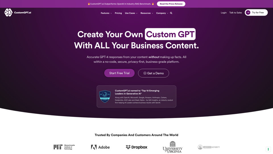 CustomGPT.ai | Custom GPT With ALL Your Business Content