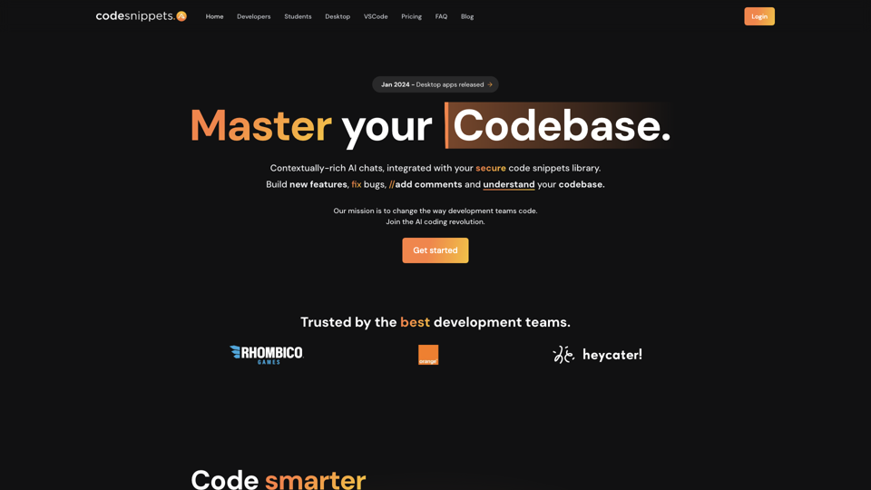 Home page - Master your codebase with Code Snippets AI