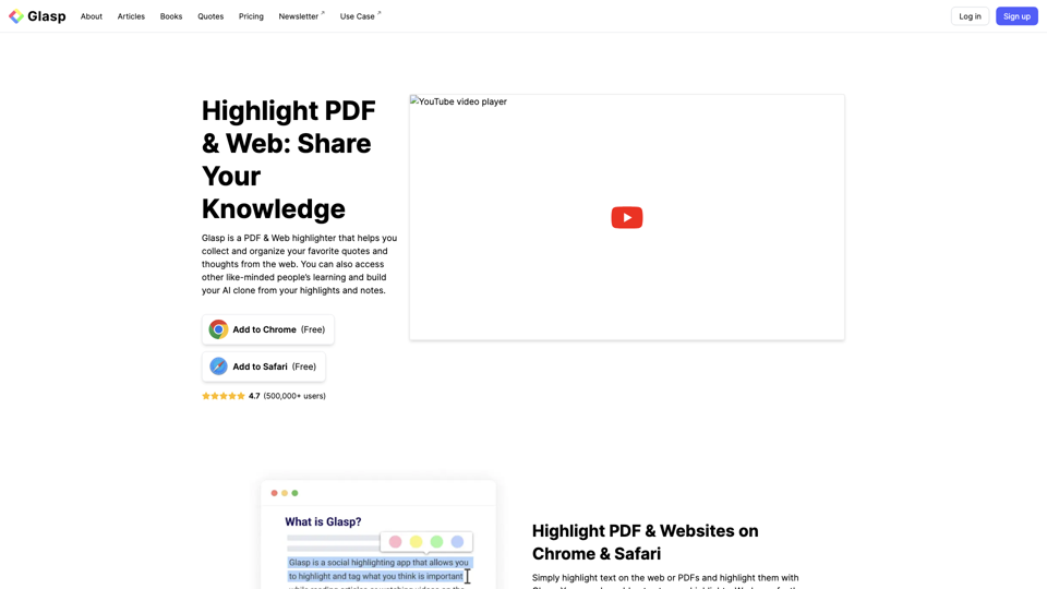 Glasp : Surligneur PDF et Web pour Chercheurs et Apprenants