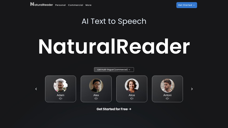 AI語音 - NaturalReader 首頁