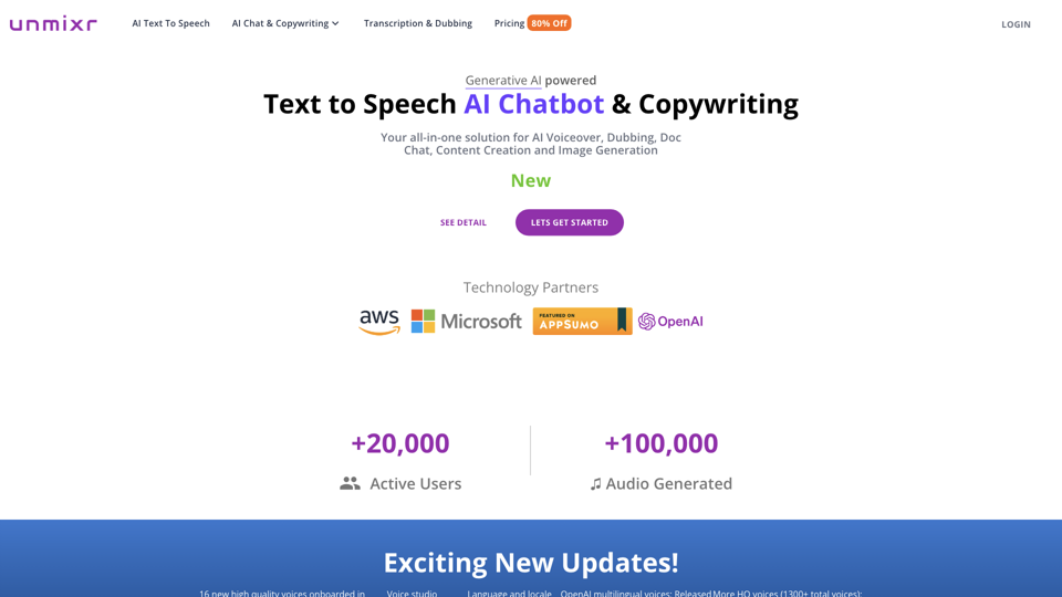 Free AI Text-to-Speech, Dubbing, Multi-model chatbot, AI Image Generator and Copywriting