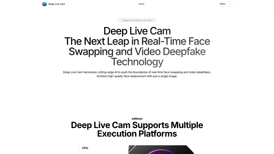 Deep Live Cam: Echtzeit-Gesichtsersetzung und One-Click-Video-Deepfake-Tool