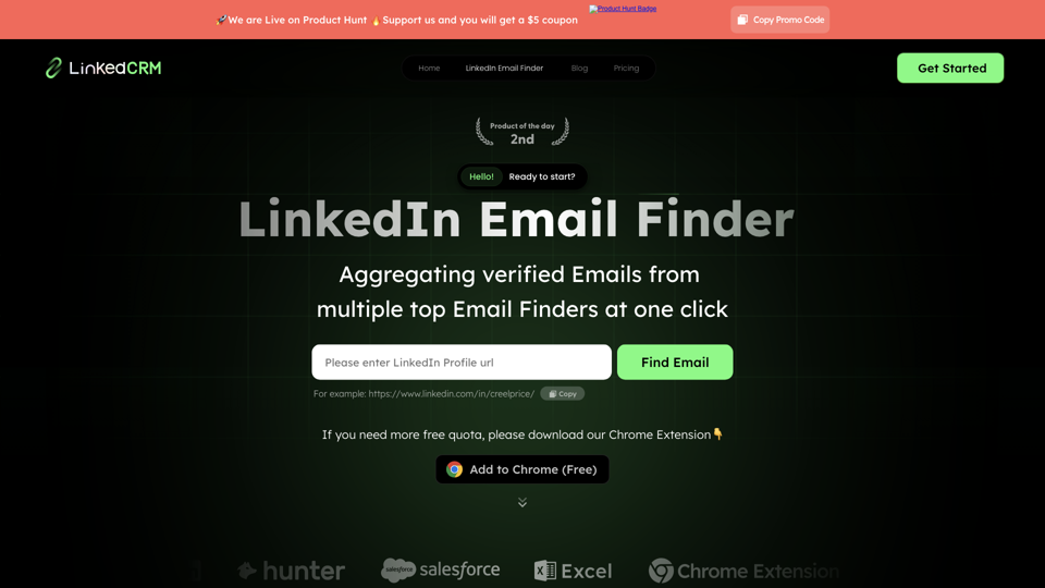 LinkedCRM AI: LinkedIn Email Finder aggregating Apollo, Hunter, Dropcontact, Snov