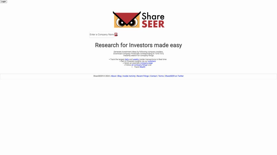 ShareSEER: Pesquisa facilitada para Investidores