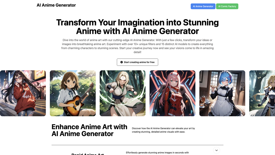 Gerador de Animes por IA: Arte AI Online Gratuita, sem cadastro, ilimitada.