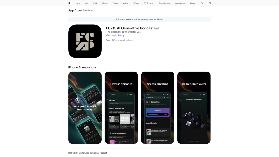 FCZP: AI Generative Podcast on the App&nbsp;Store